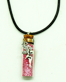 Fairy on Pink Glitter Bottle Necklace